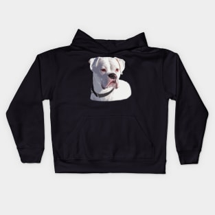 All White Boxer Dog Portrait Kids Hoodie